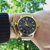 Guess Delancy Black Dial Gold Mesh Bracelet Watch for Men - W0871G2 Buy Now By Guess