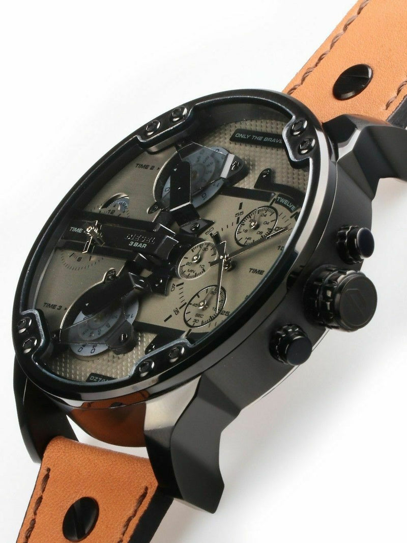 Diesel Mr. Daddy 2.0 Chronograph Grey Dial Brown Leather Strap Watch For Men - DZ7406 Buy Now By Diesel