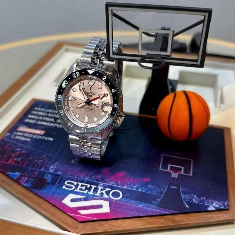 Seiko 5 Sports GMT Thong Sia Limited Edition Brown Dial Silver Steel Strap Watch for Men - SSK043K1 Buy Now By Seiko
