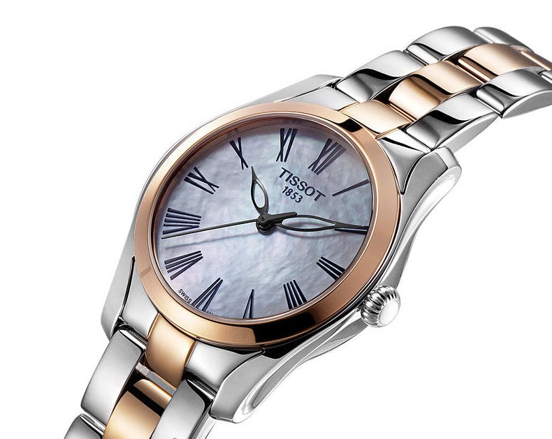 Tissot T Wave Mother of Pearl Dial Two Tone Steel Strap Watch For Women - T112.210.22.113.01 Buy Now By Tissot
