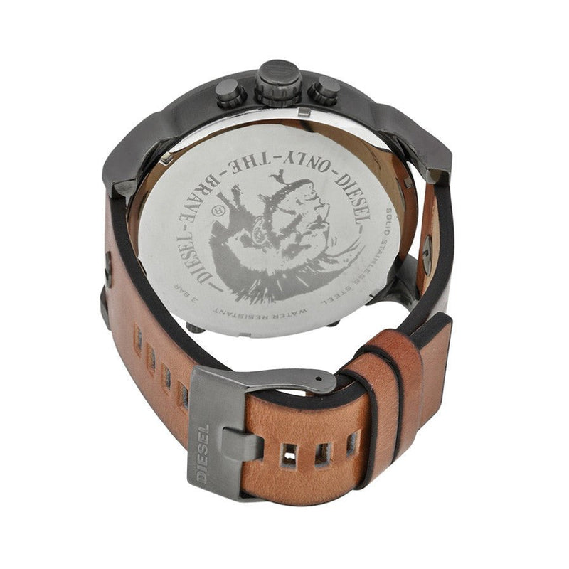 Shop Diesel Mr Daddy 2.0 Black Dial Brown Leather Strap Watch For Men - DZ7332 in USA