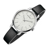 Calvin Klein Even Silver Black Leather Strap Watch for Women - K7B231C6