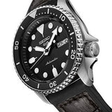 Shop Seiko 5 Sports SKX Automatic Black Dial Black Leather Strap Watch for Men - SRPD55K2 in USA