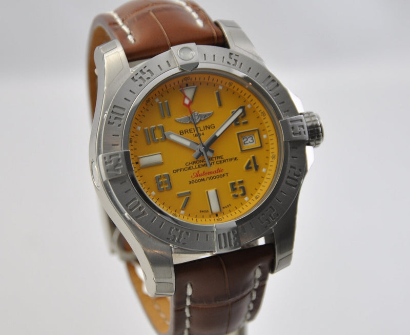 Shop Breitling Avenger 11 Seawolf Stainless Steel Cobra Yellow Dial Mens Watch - A1733110/I519/434X in USA