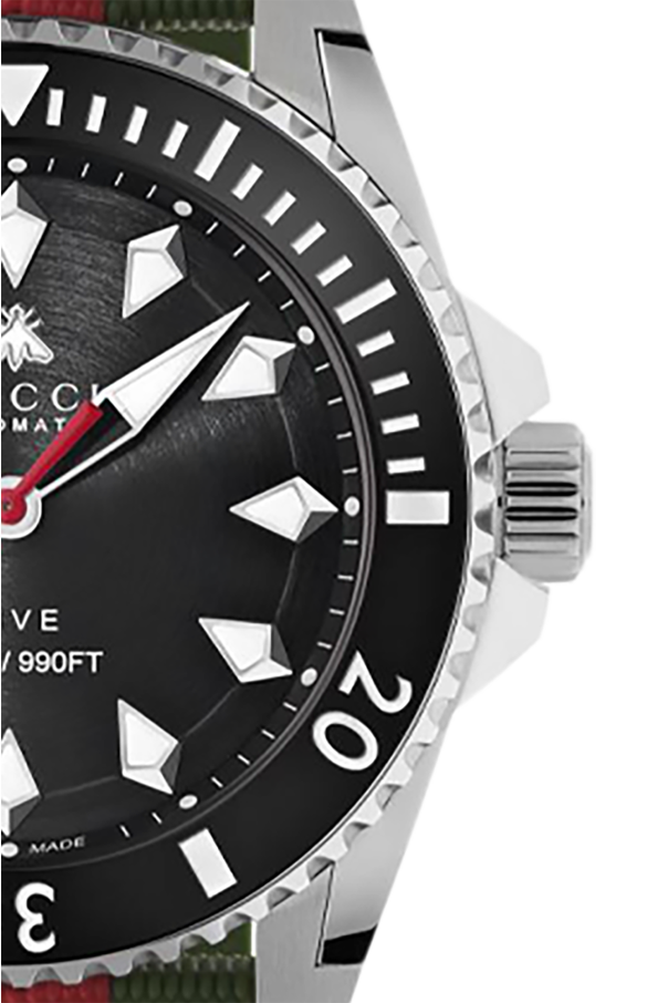 Gucci Dive Automatic Black Dial Two Tone Rubber Strap Watch for Men - YA136349 Buy Now By Gucci