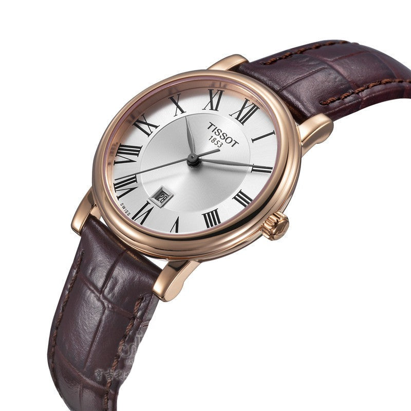 Tissot Carson Premium Lady Silver Dial Brown Leather Strap Watch For Women - T122.210.36.033.00 Buy Now By Tissot