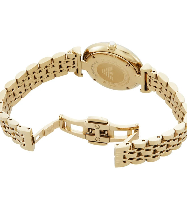 Emporio Armani Gianni T Bar Analog Crystals Gold Dial Gold Steel Strap Watch For Women - AR11608 Buy Now By Emporio Armani