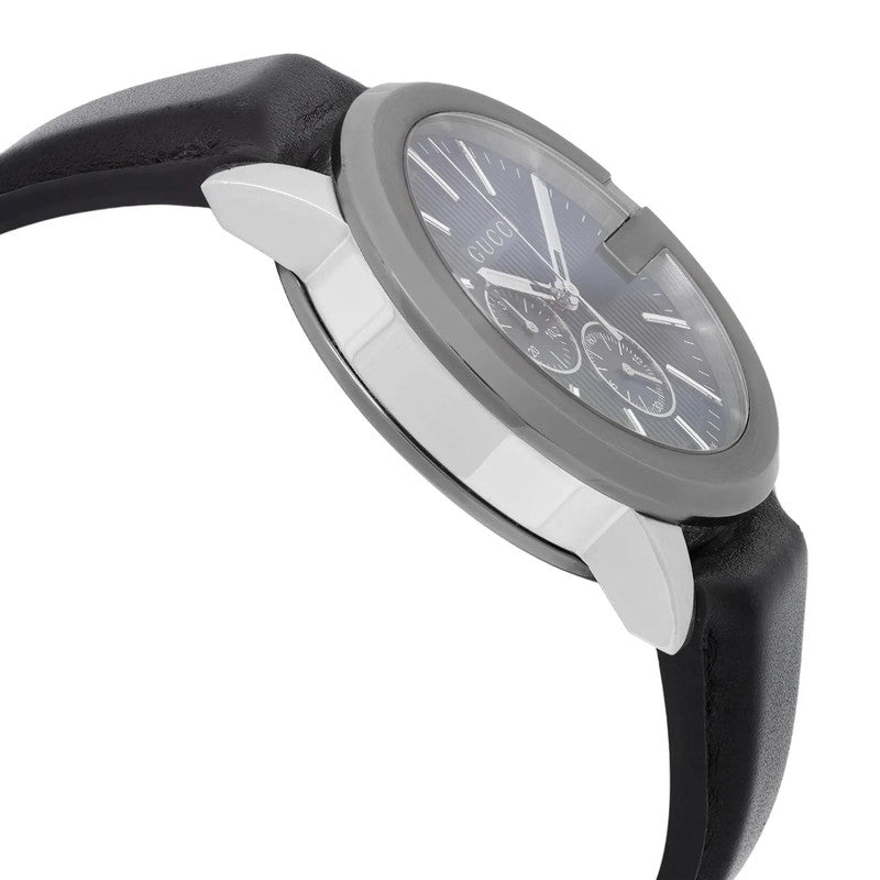 Shop Gucci G Chrono Black Dial Black Leather Strap Watch For Men - YA101205 in USA