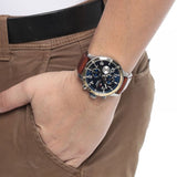 Shop Tommy Hilfiger Sport Multifunction Blue Dial Brown Leather Strap Watch for Men - 1791137 in USA