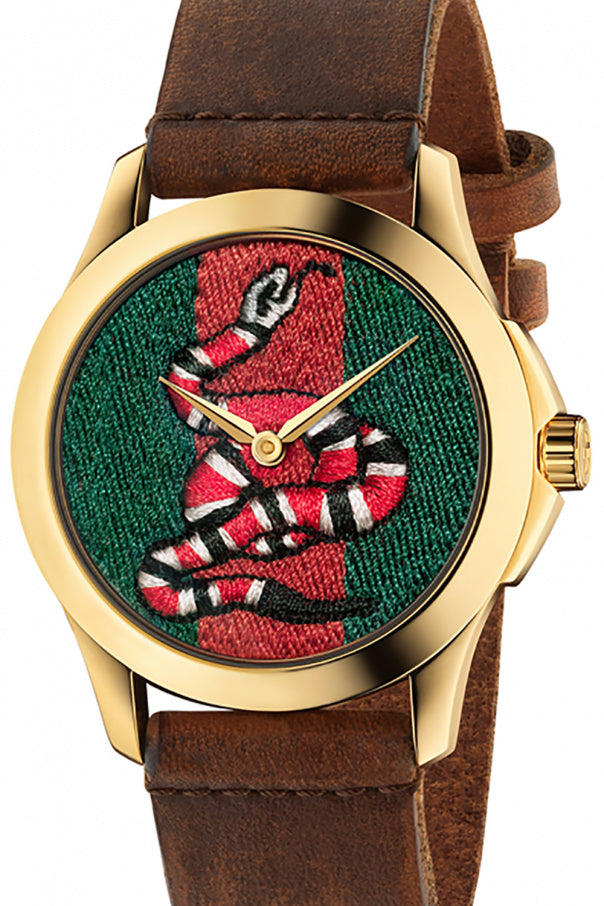 Gucci G Timeless Quartz Two Tone Dial Brown Leather Strap Watch For Men - YA126451B Buy Now By Gucci