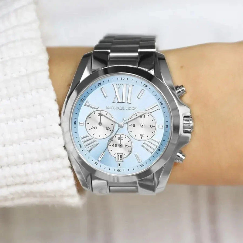 Michael Kors Bradshaw Chronograph Blue Dial Silver Steel Strap Watch For Women - MK6099 Buy Now By Michael Kors