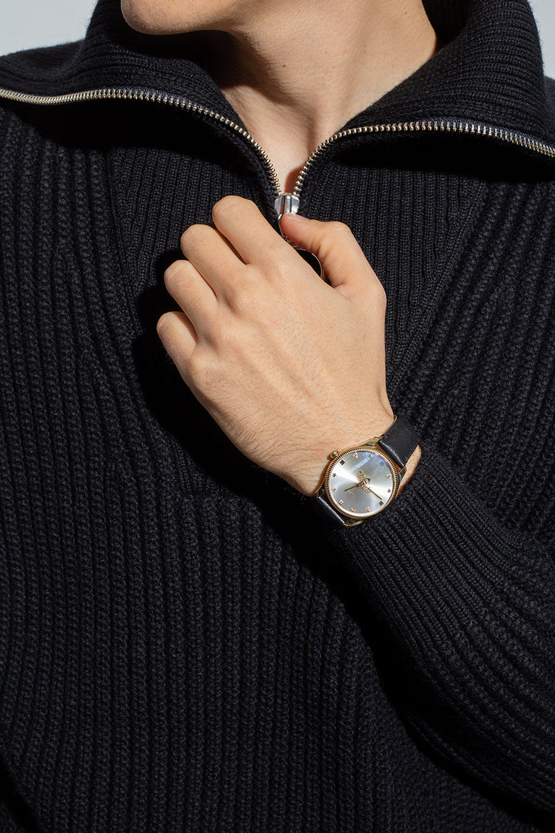 Gucci G Timeless Quartz Silver Dial Black Leather Strap Watch For Women - YA1264181 Buy Now By Gucci