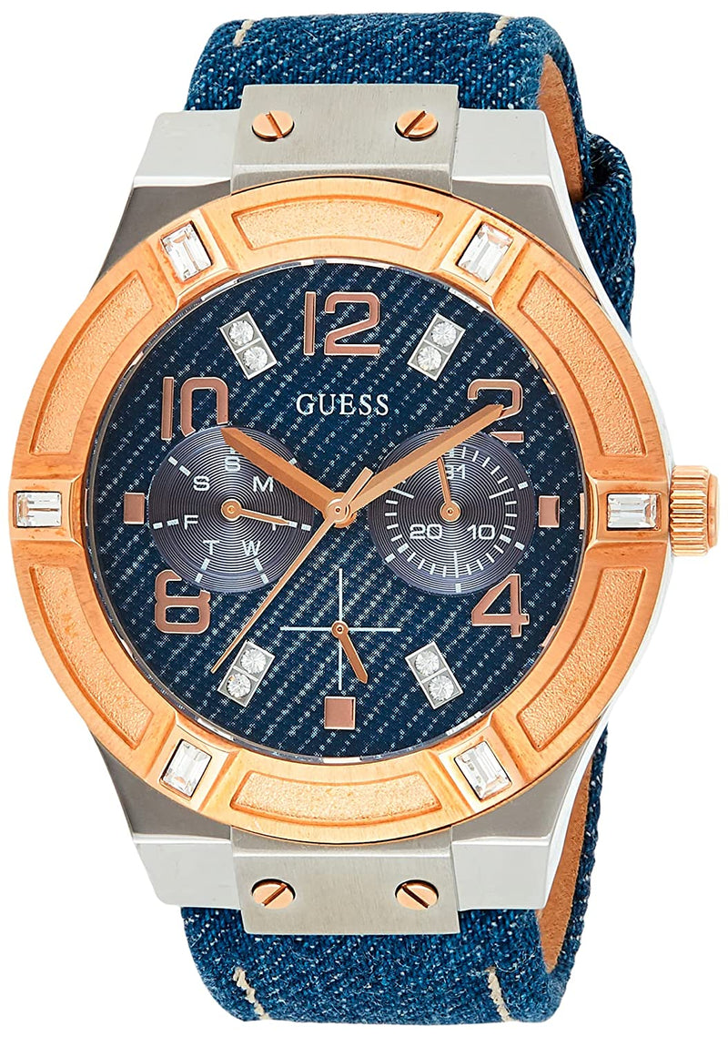 Guess Jet Setter Analog Blue Dial Blue Denim Strap Watch For Women - W0289L1 Buy Now By Guess