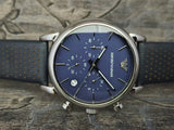 Emporio Armani Luigi Chronograph Blue Dial Black Leather Strap Watch For Men - AR1736 Buy Now By Emporio Armani