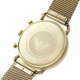 Emporio Armani Aviator Chronograph Quartz Beige Dial Gold Mesh Bracelet Watch For Men - AR11315