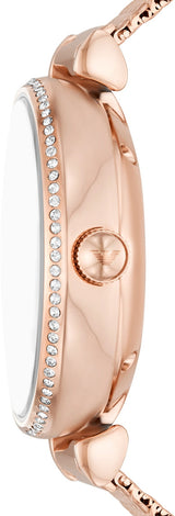 Emporio Armani Meccanico Automatic White Dial Rose Gold Mesh Strap Watch For Women - AR60063 Buy Now By Emporio Armani