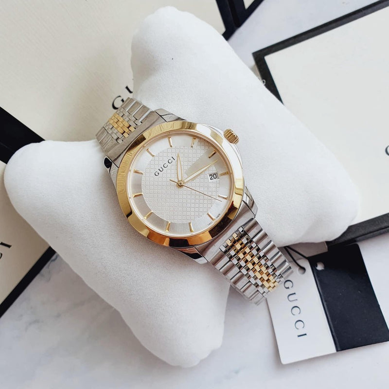 Gucci G Timeless Silver Dial Two Tone Steel Strap Watch For Men - YA126409 Buy Now By Gucci