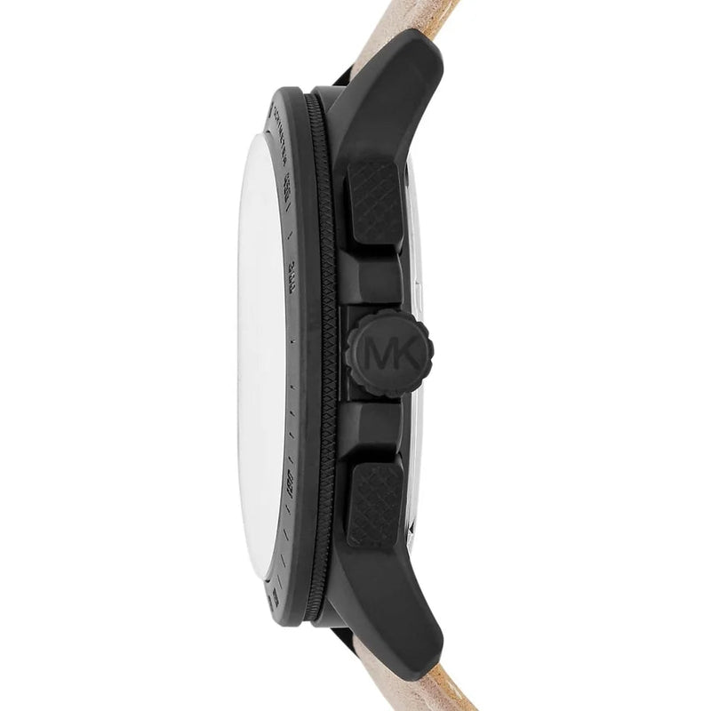 Michael Kors Ryker Chronograph Black Dial Beige Leather Strap Watch For Men - MK8520 Buy Now By Michael Kors