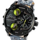 Shop Diesel Big Daddy Chronograph Black Dial Black Leather Strap Watch For Men - DZ7311 in USA