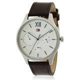 Shop Tommy Hilfiger Damon Quartz White Dial Brown Leather Strap Watch for Men - 1791418 in USA