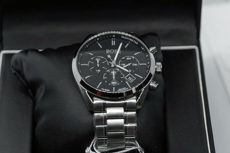 Shop Hugo Boss Champion Black Dial Silver Steel Strap Watch for Men - 1513871 in USA