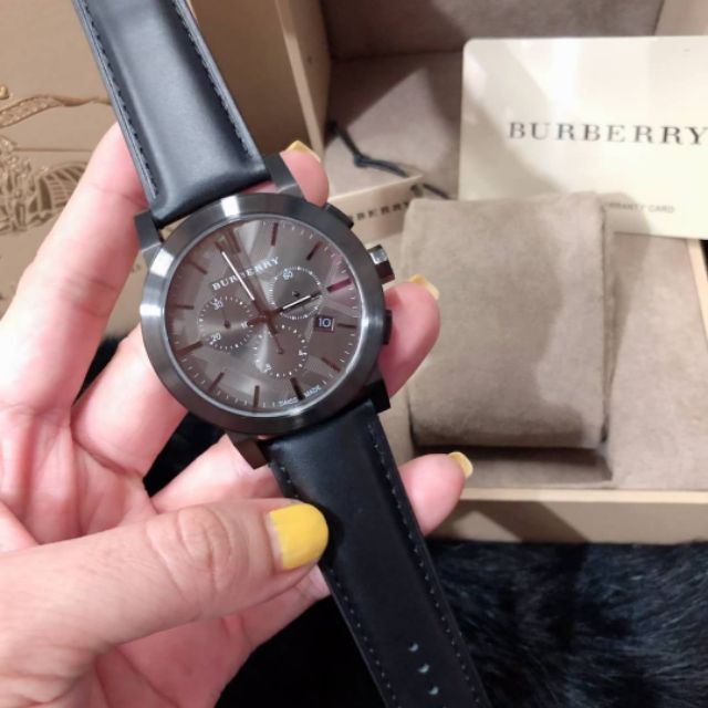 Burberry The City Black Dial Black Leather Strap Watch for Men - BU9364 Buy Now By Burberry