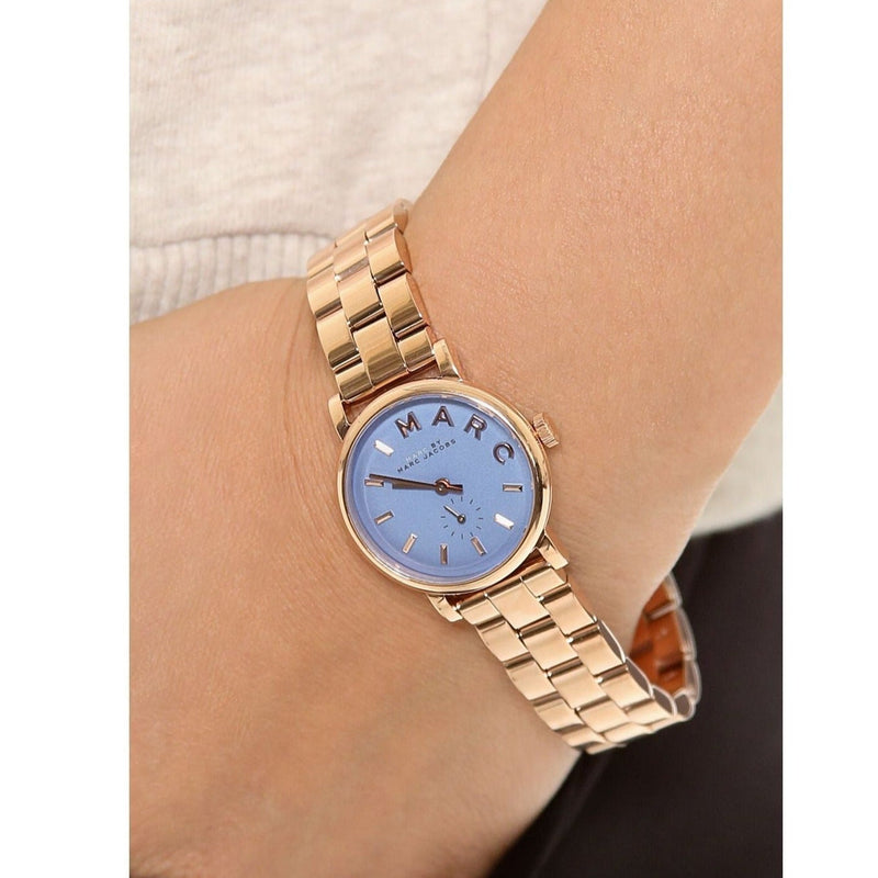 Marc Jacobs Mini Baker Blue Dial Rose Gold Steel Strap Watch for Women - MBM3285 Buy Now By Marc Jacobs