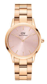 Daniel Wellington Iconic Link Pink Dial Rose Gold Steel Strap Watch For Women - DW00100335 Buy Now By Daniel Wellington