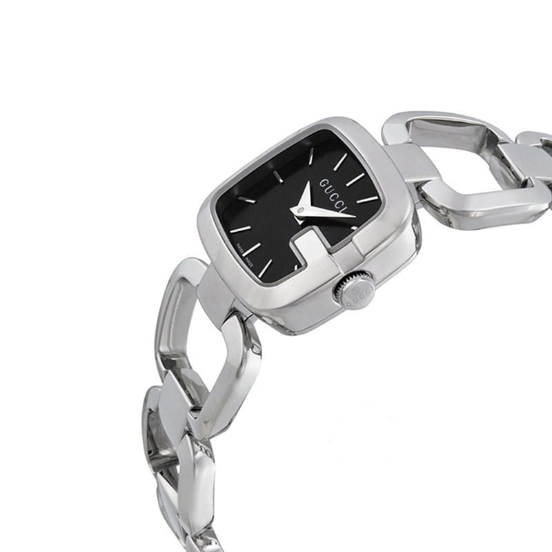 Shop Gucci G Gucci Black Dial Silver Steel Strap Watch For Women - YA125510 in USA