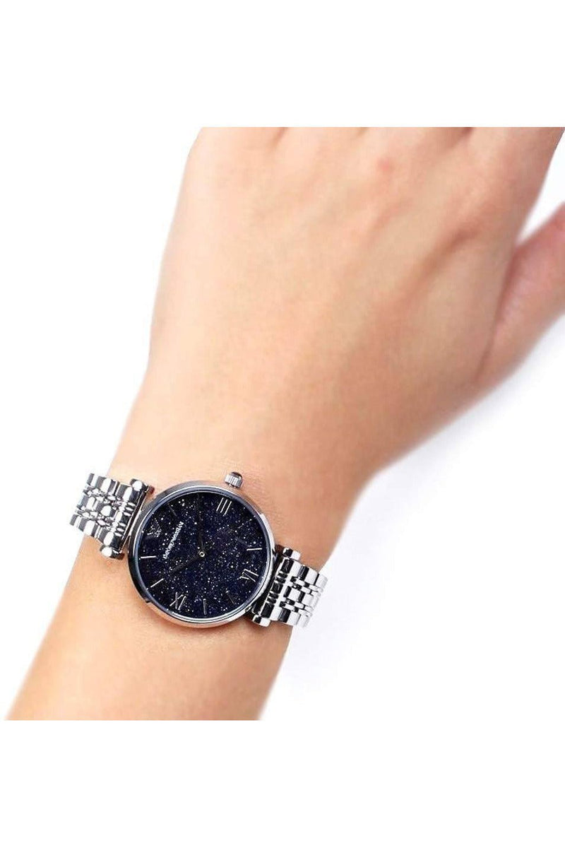 Emporio Armani Gianni T Bar Dark Blue Dial Silver Stainless Steel Watch For Women - AR11091 Buy Now By Emporio Armani