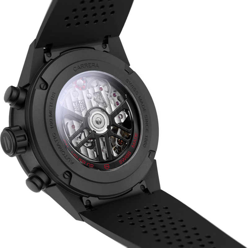 Tag Heuer Carrera Chronograph Steel & Ceramic Black Dial Black Rubber Strap Watch for Men - CBG2090.FT6145 Buy Now By Tag Heuer