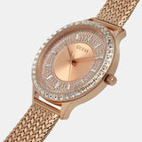 Shop Guess Soiree Diamonds Rose Gold Dial Rose Gold Mesh Bracelet Watch for Women - GW0402L3 in USA