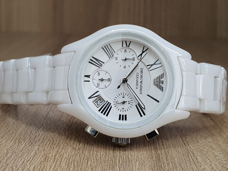 Emporio Armani Chronograph Ceramic White Dial Watch For Women - AR1403 Buy Now By Emporio Armani
