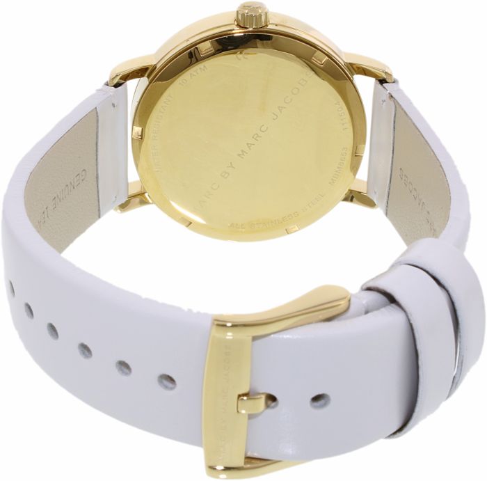 Marc Jacobs Fergus White Dial White Leather Strap Watch for Women - MBM8653