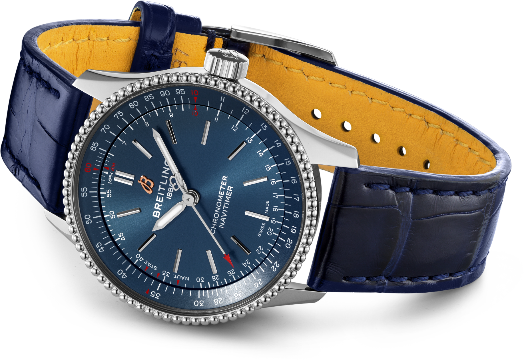 Breitling Navitimer Automatic 35 Blue Dial Blue Leather Strap Watch for Men - A17395161C1P1