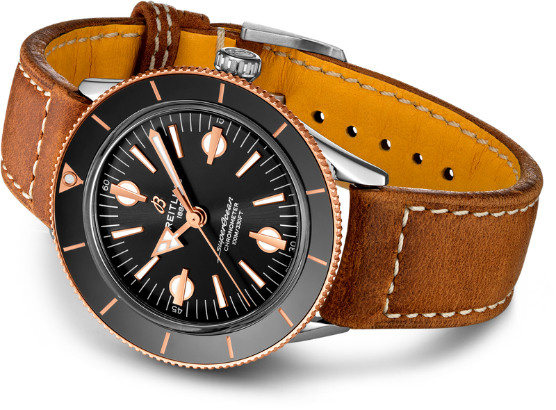 Breitling Superocean Heritage '57 Black Dial Brown Leather Strap Watch for Men - U10370121B1X1