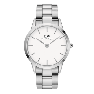 Daniel Wellington Iconic Link White Dial Silver Steel Strap Watch For Women - DW00100207