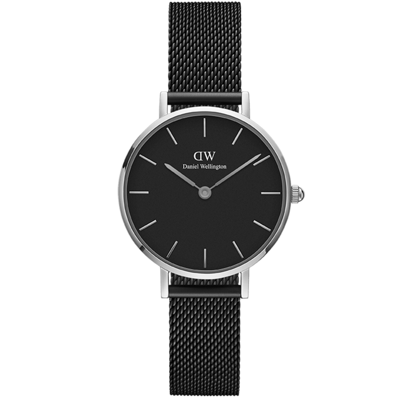 Daniel Wellington Petite Ashfield Black Dial Black Mesh Strap Watch For Women - DW00100202 Buy Now By Daniel Wellington
