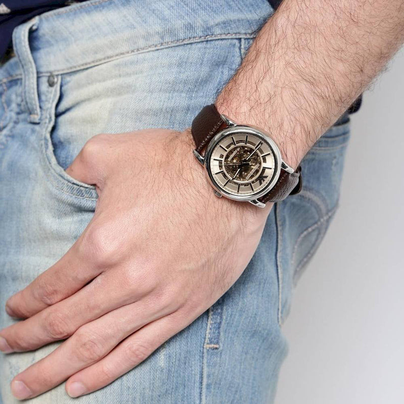 Emporio Armani Luigi Meccanico Brown Dial Brown Leather Strap Watch For Men - AR1982 Buy Now By Emporio Armani
