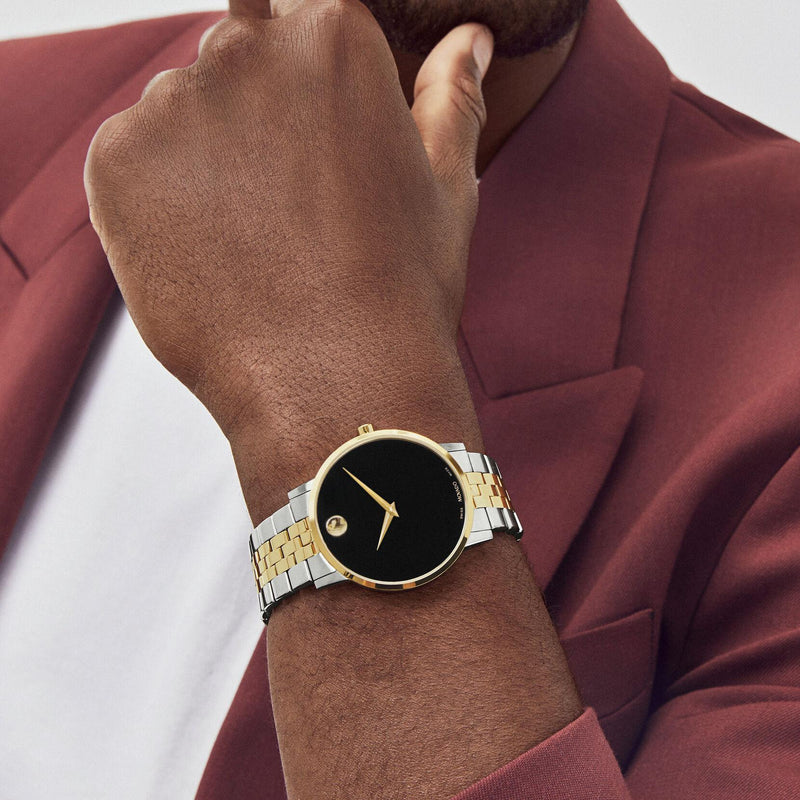 Movado Museum Classic Black Dial Two Tone Steel Strap Watch for Men - 0607200 Buy Now By Movado