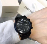 Emporio Armani Luigi Chronograph Black Dial Black Leather Strap Watch For Men - AR11133 Buy Now By Emporio Armani