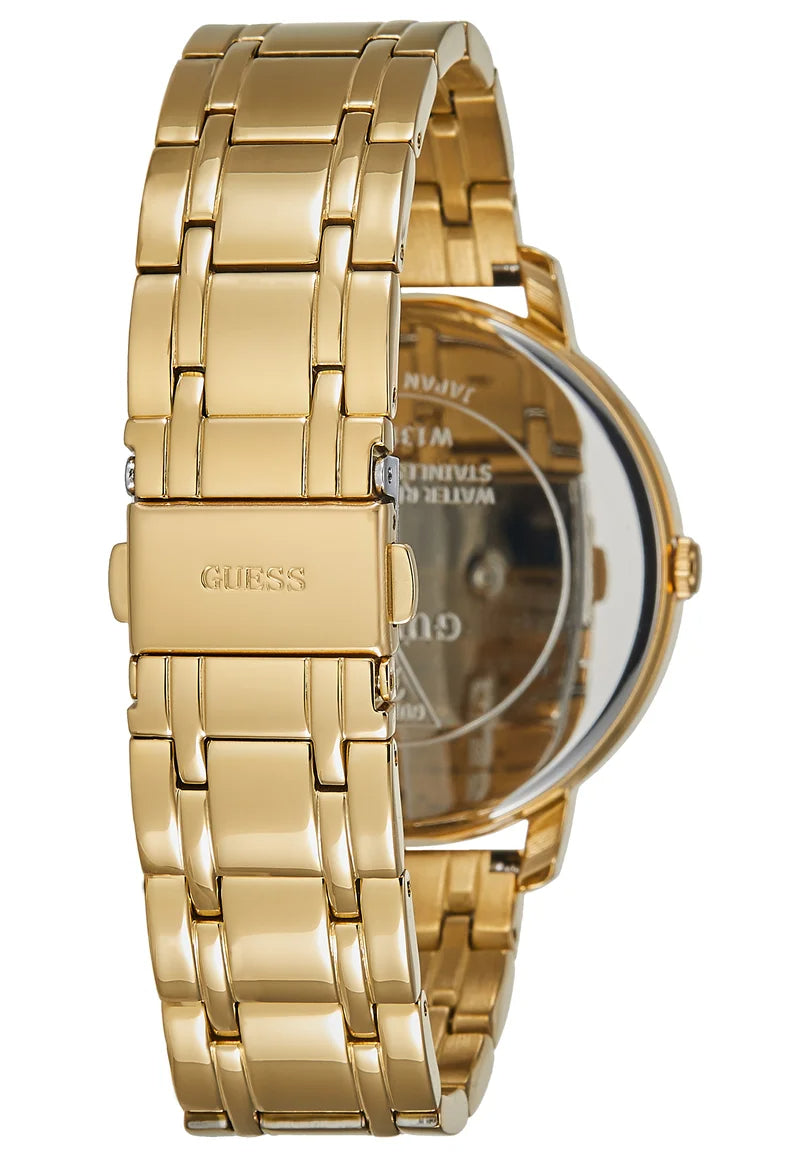 Guess Horizon Chronograph Black Dial Gold Steel Strap Watch For Men - W0379G4 Buy Now By Guess