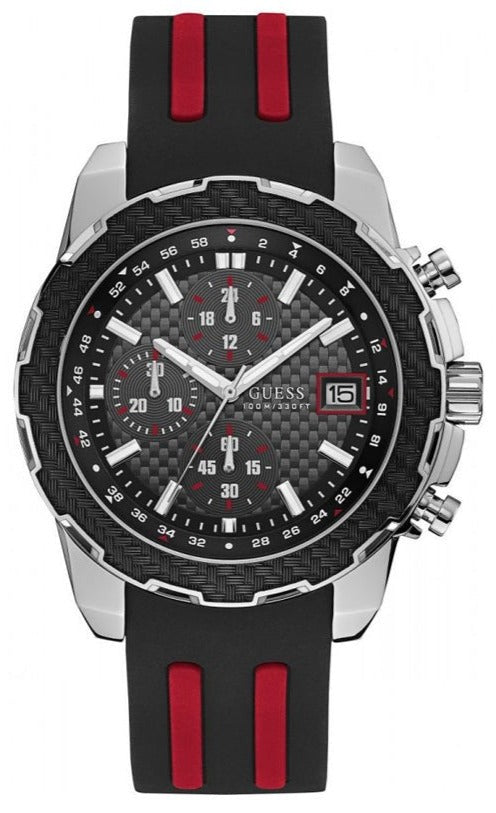 Shop Guess Octane Chronograph Black Dial Two Tone Silicone Strap Watch For Men - W1047G1 in USA