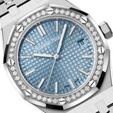Audemars Piguet Royal Oak Diamonds Light Blue Dial Silver Steel Strap Watch for Women - 15551ST.ZZ.1356ST.04