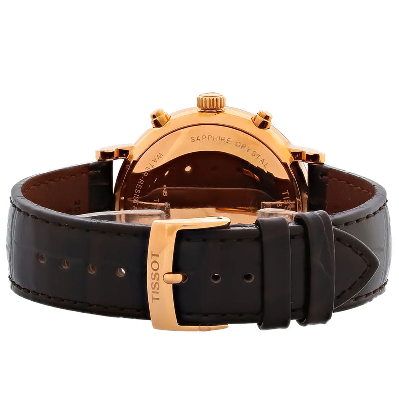 Tissot Carson Premium Chronograph White Dial Brown Leather Strap Watch For Men - T122.417.36.011.00 Buy Now By Tissot