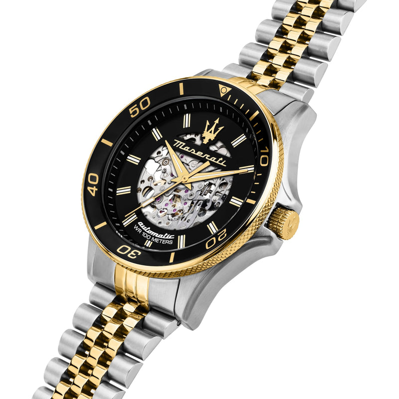 Maserati SFIDA Automatic Skeleton Black Dial Two Tone Steel Strap Watch For Men - R8823140010 Buy Now By Maserati