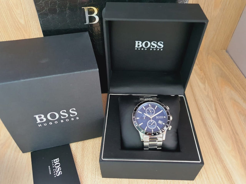 Shop Hugo Boss Rafale Quartz Blue Dial Silver Steel Strap Watch for Men - 1513510 in USA