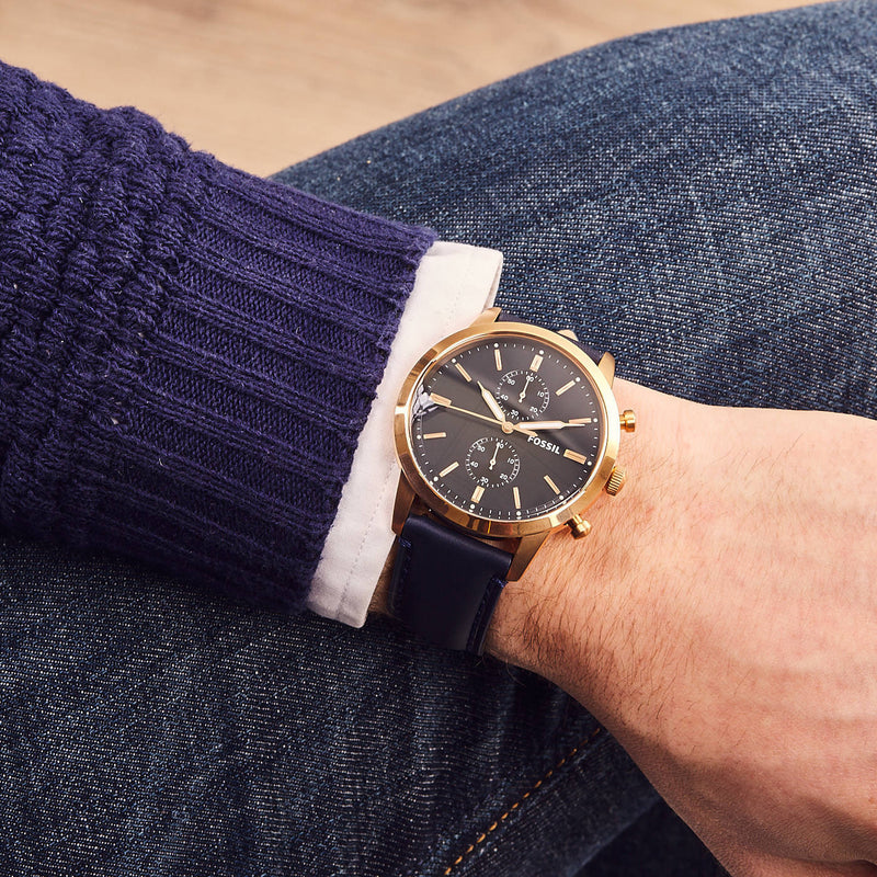 Fossil Townsman Chronograph Blue Dial Blue Leather Strap Watch for Men - FS5436 Buy Now By Fossil