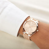 Shop Michael Kors Slim Runway Rose Gold Dial Rose Gold Steel Strap Watch for Women - MK3197 in USA