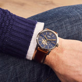 Fossil Townsman Automatic Blue Dial Brown Leather Strap Watch for Men - ME3110 Buy Now By Fossil